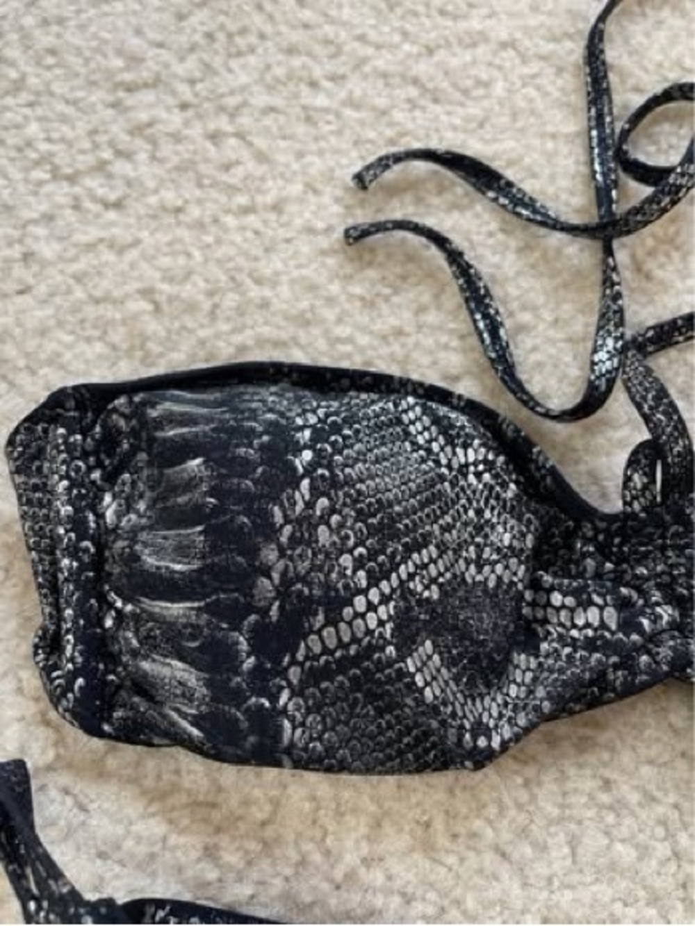 Snake Print Bandeau Bikini Set S Top / XS Bottom - Picture 2 of 6